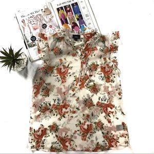 Massimo Floral Top Creme And Orange Size Medium
